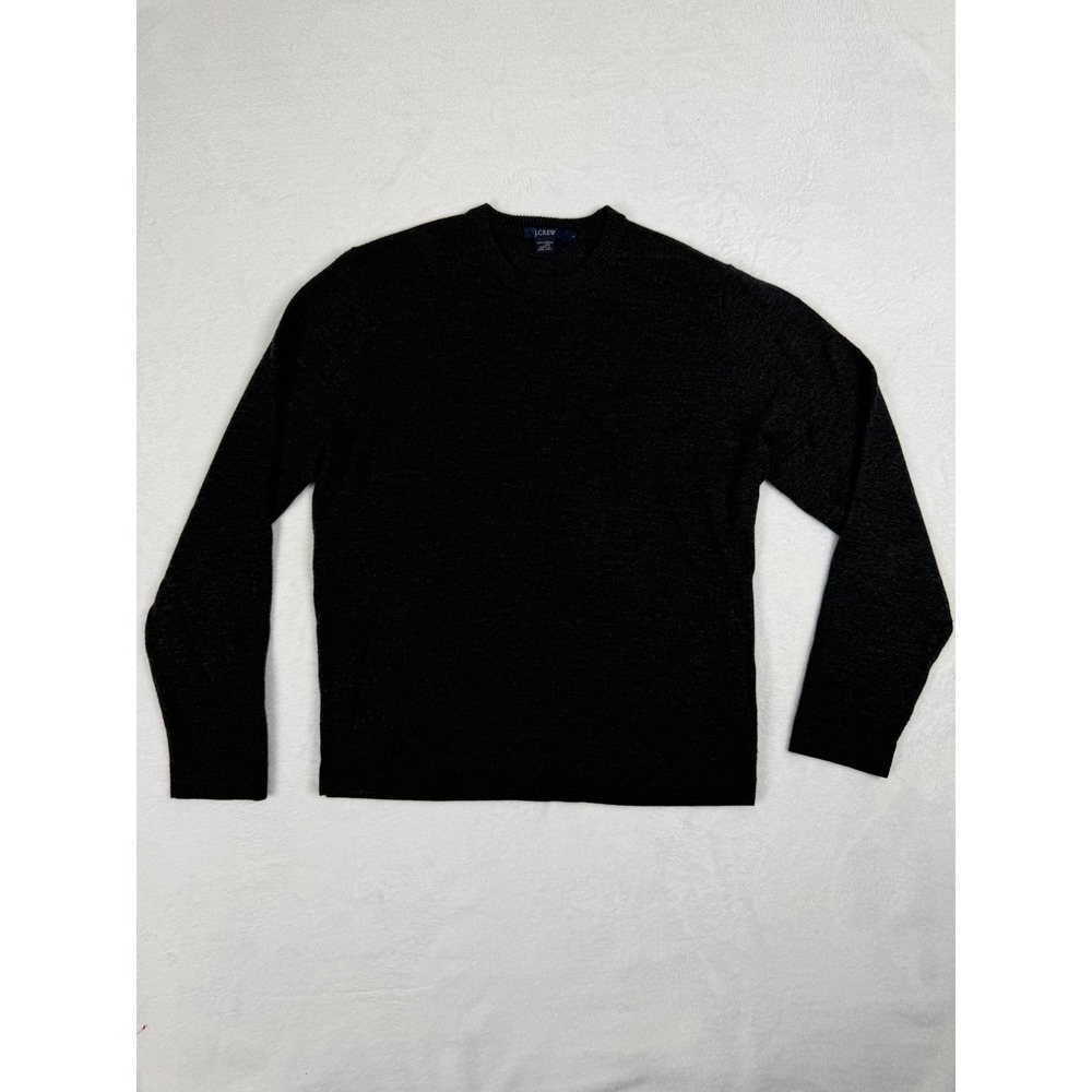 J.Crew Mens Large Charcoal Gray 100% Merino Wool Crewneck Sweater Knit Top